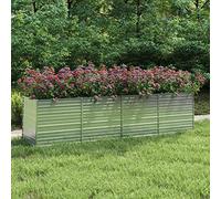 Cosisti Jardinera Elevada de Metal 320 x 80 x 77 cm Jardinera Exterior Grandes Macetero Grande de Exterior Cama Elevada de Jardín para Cultivo de Flores Plantas Hierbas Plateado