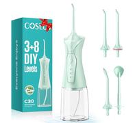 COSLUS Irrigador Dental: 4 modos Water Flosser con depósito de agua de 300 ml duración de la batería de 30 días irrigador dental portátil fácil de usar limpieza dental adecuado para cuidado dental