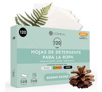 Cosmeau Hojas de Detergente para Ropa Lavadora - Bosque Salvaje - Hasta 120 Lavados (60 Hojas) - Detergente para Blancos, Colores y Negros - Libre de Plástico y Detergente de Viaje Perfecto