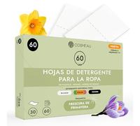 Cosmeau Hojas de Detergente para Ropa Lavadora - Primavera Fresca - Hasta 60 Lavados (30 Hojas) - Para Blancos, Colores y Negros - Libre de Plástico, Biodegradable y Detergente de Viaje Perfecto