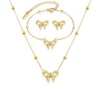 Cosmeria 1 Set de joyas con lazos para mujeres, collar de lazos de moda, pendientes y pulsera, regalo ideal para damas