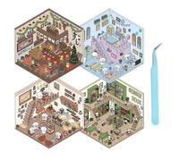 Cosmeria 4 juegos de pegatinas para casa 3D DIY tipo A, escena de pegatinas 3D, alivio creativo del estrés para niños, adultos, terapia de pegatinas, escena creativa, apilamiento divertido