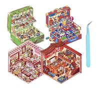 Cosmeria 4 juegos de pegatinas para casa 3D DIY tipo C, escena de pegatinas 3D, alivio creativo del estrés para niños, adultos, terapia de pegatinas, escena creativa, apilamiento divertido