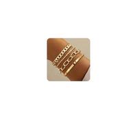 Cosmeria Armband Set Damen Gold, Conjunto de Pulseras Chunky de 4 Piezas, Joyería de Oro para Mujer, Resistente al Deslustre y al Agua, Con Caja de Regalo Exquisita