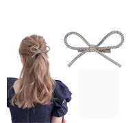 Cosmeria Lazo Para Damas Con Rhinestones, Brillante Lazo Plateado, Clásico Broche De Volumen Para Eventos Festivos Y Uso Diario, Elegante Idea De Regalo