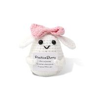 Cosmeria Positiver Conejo Tejido A Mano, Apoyo Emocional, Divertido con Tarjeta De Ánimo, Vida Positiva, Regalo De Pascua para Accesorios De Fiesta, Cumpleaños