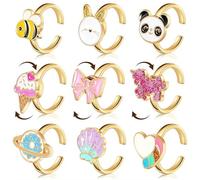 Cosmeria Set de 9 Anillos Anti Estrés, Anillos de Ansiedad Giratorios, Anillos Apilables y Ajustables para Calmar y Mejorar el Ánimo