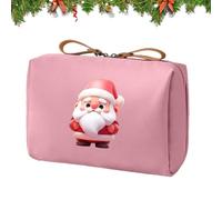 Cosmetic Bag, Christmas Makeup Organizer, Portable Makeup Purse, Holiday Cosmetic Organizer, Travel Makeup Bags, Santa Print Organizer, Makeup Brush Holder, Cosmetic Travel Pouch, Rosa,
