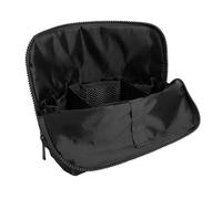 Cosmetic Bag, Striped PVC Travel Makeup Pouch for Women Rainproof Large Capacity Brushes Skincare Jewelry Organizer for Daily Use Trips (Black)