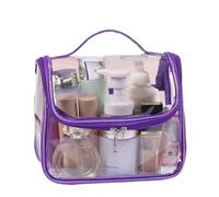 Cosmetic Bags Clear PVC Zipper Bag Women Beauty Makeup Organizer Transparent Travel Pouch Toiletry Wash Storage para Viajes de Negocios, Viajes, Gimnasio(Purple)
