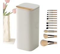 Cosmetic Brush - Motorized Lift Storage, Four-Compartment Makeup Organizer Including Durable Lid, Elegant Vanity Accessory Featuring Space-Saving Design, Professional & Home Makeup Tool Keeper