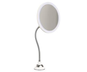 COSMETIC CLUB Espejo LED Flexible con Ventosa de Aumento Blanco | ABS, espejo LED, brazo flexible, ventosa de fijación, de aumento, maquillaje y cuidados, iluminación, compacto, blanco