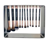 COSMETIC CLUB, SC0664, Juego de 11 Pinceles de Maquillaje, diseño magnético Innovador con Soporte Negro Rosa, cerdas sintéticas Suaves y duraderas, aplicación precisa y Uniforme