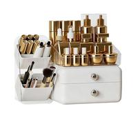 Cosmetic Organizer - Large Display Box with Drawers | Skincare Organizers with Brush Holder - Home Kitchen Bathroom Sink Counter Dresser Pantry