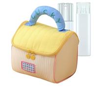 Cosmetic Organizer, Travel Makeup Bag, House-Shaped Handbag 7.09x7.09x5.91 Inches, Lightweight Storage Pouch, Toiletry Holder, Pink, Home and Business Trips, Compact and Portable