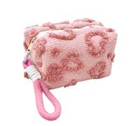 Cosmetic Pouch, Plush Makeup Bag, Heart Design Large Capacity Soft Toiletry Organizer for Daily Commuting, Weekend Use, 7.09x3.54 Inches, 90g, Polyester, Velvet Material