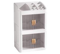 Cosmetics Storage Box - PP Polystyrene 24x18x36cm 3 Layer Makeup Organizer | Large Capacity Cosmetic Display Case, Desktop Dresser Bathroom Counter Storage Box | For Home Beauty Organization Use