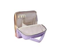 Cosmetics Travel Bag， Bolsa de Maquillaje de Viaje de Gran Capacidad con Doble Apertura, de Fibra de poliéster, Color Liso. ，Large-Capacity Makeup Bag(Taro Purple)