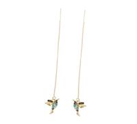 COSMEVIVI 1 Par Pendientes de colibrí de circón pendientes de pájaros con diamantes de imitación enhebrador colgar oro colgado pendientes de cadena pendientes de bendición aleación Blue