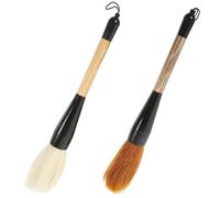 COSMEVIVI 2 Piezas Pincel Grande de Caligrafía Tradicional para Escritura de Poemas Pelo de Cabra y Comadreja, Ligero y Portátil para Papelería de Arte Caligráfico