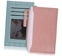 COSMEVIVI 2piezas Cartera Mujer PU con Estampado Texturizado Monedero Decorativo Grande Color Azul y Rosa Compacta y Espaciosa Material Seguro y Resistente Diseño Elegante y Funcional