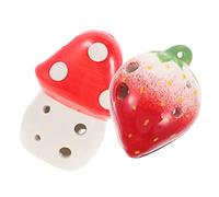 COSMEVIVI 2piezas Ocarina De Cerámica Para Niño Niña Instrumentos Musicales Educativos Forma De Hongo y Fresa Juguetes Musicales Para Estudiantes y Principiantes