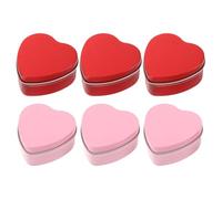 COSMEVIVI 6 Piezas Latas de Metal con Forma de Corazón Color Rojo, Recipientes para Velas y Dulces, Caja Vacía de Hierro para San Valentín y Ocasiones Obsequios