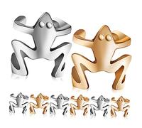 COSMEVIVI 8piezas Pendientes Clip No Perforados Forma De Rana Dorados y Plateados Clip Hueso De Oreja Accesorios Para Mujer y Adolescente