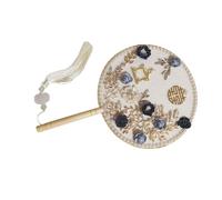 COSMEVIVI Abanico Redondo Clásico Chino para Novia Abanico Antiguo con Elegante Accesorio Vintage para Bodas Bautizos y Fiestas Temáticas