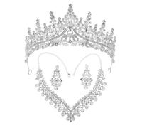 COSMEVIVI Coronas Pendientes Joyas Pendiente Tiara Novia De Honor Para Y Concurso Cumpleaños Boda Novias Disfraz Collar De - Diadema Halloween Tiaras De Diamantes