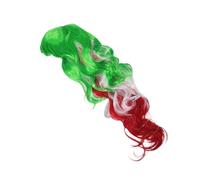 COSMEVIVI Peluca larga y rizada para mujer: cabello falso de moda con bandera mexicana para partidos de fútbol, carnaval, fiesta rave, Halloween, disfraz, accesorio de fotos.