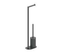 COSMIC Architect SP Base Portarrollos con Escobillero Integrado para Baño de Diseño Minimalista. Soporte de Pie para Papel Higiénico con Escobilla de Baño de Acero Inoxidable de Color Negro Mate