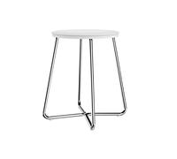 Cosmic Architect SP Taburete de Baño de Diseño Circular y Minimalista. Banqueta para Aseo con Estructura de Acero Inoxidable de Color Blanco Mate