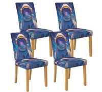 Cosmic Astronaut - Fundas para sillas de comedor, protectores de asiento elásticos y lavables de elastano, fundas decorativas para cocina y comedor, 4 unidades