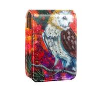 Cosmic Barn Owl - Estuche portátil para lápiz labial, mini caja de almacenamiento de lápiz labial, estuche organizador de lápiz labial con espejo para mujer, Varios colores, 9.5x2x7 cm/3.7x0.8x2.7 in