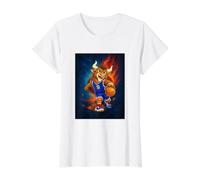 Cosmic Basketball Mascot Player Galaxy Space Graphic Camiseta gráfica económica, Mujer, Blanco, S
