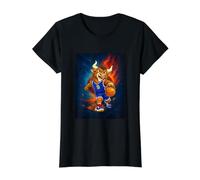 Cosmic Basketball Mascot Player Galaxy Space Graphic Camiseta gráfica económica, Mujer, Negro, M