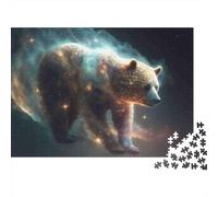 Cosmic Bear Fantasy Colourful Cosmic Bear Silhouette 1000 Pieces Jigsaw for Adults The Impossible Challenge Brain Development 52x38cm/1000pcs