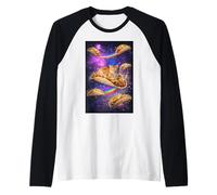 Cosmic Cat Taco Nap Space Rainbow Feline Goodie Humor Camiseta Manga Raglan