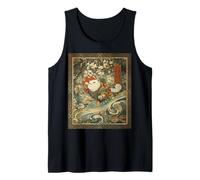 Cosmic Cat Ukiyo E Espacio Japonés Neko Camiseta sin Mangas
