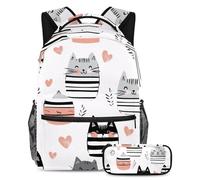 Cosmic Cats - Juego de mochila escolar y estuche para lápices para adolescentes, niñas, niños, mochila ligera de viaje, Multicolor 5, Talla única