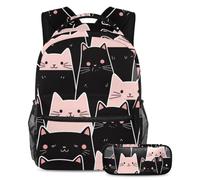 Cosmic Cats - Juego de mochila escolar y estuche para lápices para adolescentes, niñas, niños, mochila ligera de viaje, Multicolor 19, Talla única