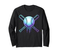 Cosmic Drip Baseball Graphic Blue Vaporwave Aesthetic Manga Larga