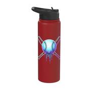 Cosmic Drip Baseball Graphic Blue Vaporwave Aesthetic Stainless Steel Insulated Water Bottle