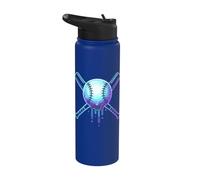 Cosmic Drip Baseball Graphic Blue Vaporwave Aesthetic Stainless Steel Insulated Water Bottle