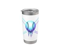 Cosmic Drip Baseball Graphic Blue Vaporwave Aesthetic Vaso térmico de acero inoxidable de doble pared