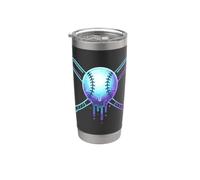 Cosmic Drip Baseball Graphic Blue Vaporwave Aesthetic Vaso térmico de acero inoxidable de doble pared