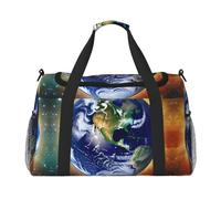 Cosmic Earth - Bolsa de lona con estampado de tierra para viajes, bolsa de hombro para fin de semana, bolsa de deporte para gimnasio para hombres y mujeres