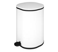 COSMIC Essentials Papelera de Baño y Cocina Con Sistema de Pedal de Diseño Circular y 5L de Capacidad. Cubo de Basura Pequeño Con Tapa para Aseo de Color Blanco Mate