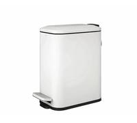 COSMIC Essentials Papelera de Baño y Cocina Con Sistema de Pedal de Diseño Moderno y 5L de Capacidad. Cubo de Basura Con Tapa Rectangular y Pequeño para Aseo. Color Blanco Mate